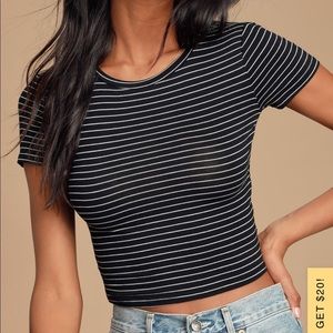Lulus Gotta Have It Black Striped Crop Top